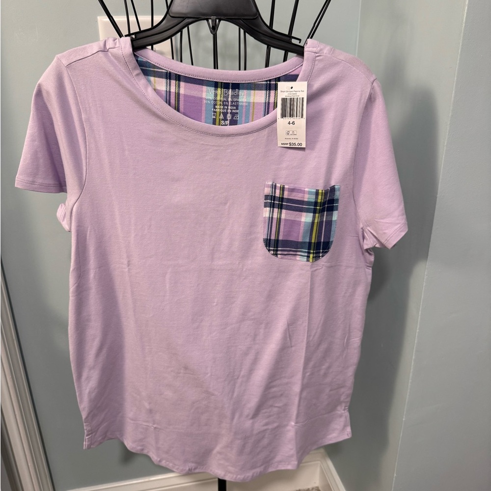 New Vera Bradley pajama top Amethyst Plaid Purple Women Small S shirt - Picture 1 of 11
